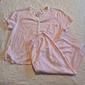 Karen Neuburger women's size XL pink & white gingham cropped bottom NWOT